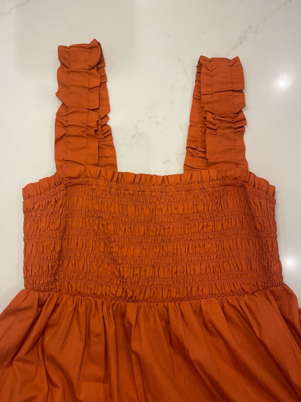 Worn Once! Abercrombie & Fitch Women’s Ruffled Strap Tiered Dress -Burnt Orange - Picture 5 of 13